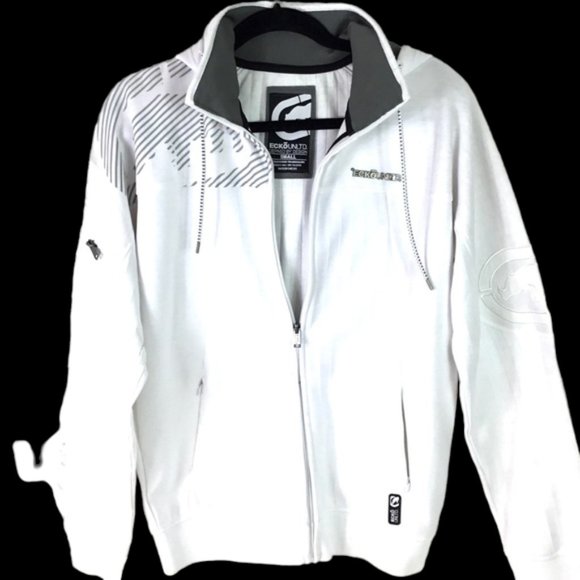 Ecko Unltd. White Zipper Hoodie front pockets size small zipper - Picture 1 of 9